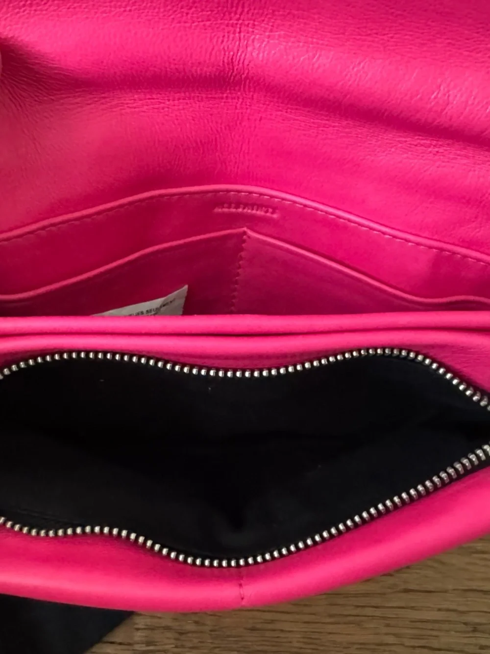 All Saints Ezra Quilted Crossbody Bag Purse Pink Black Logo‎